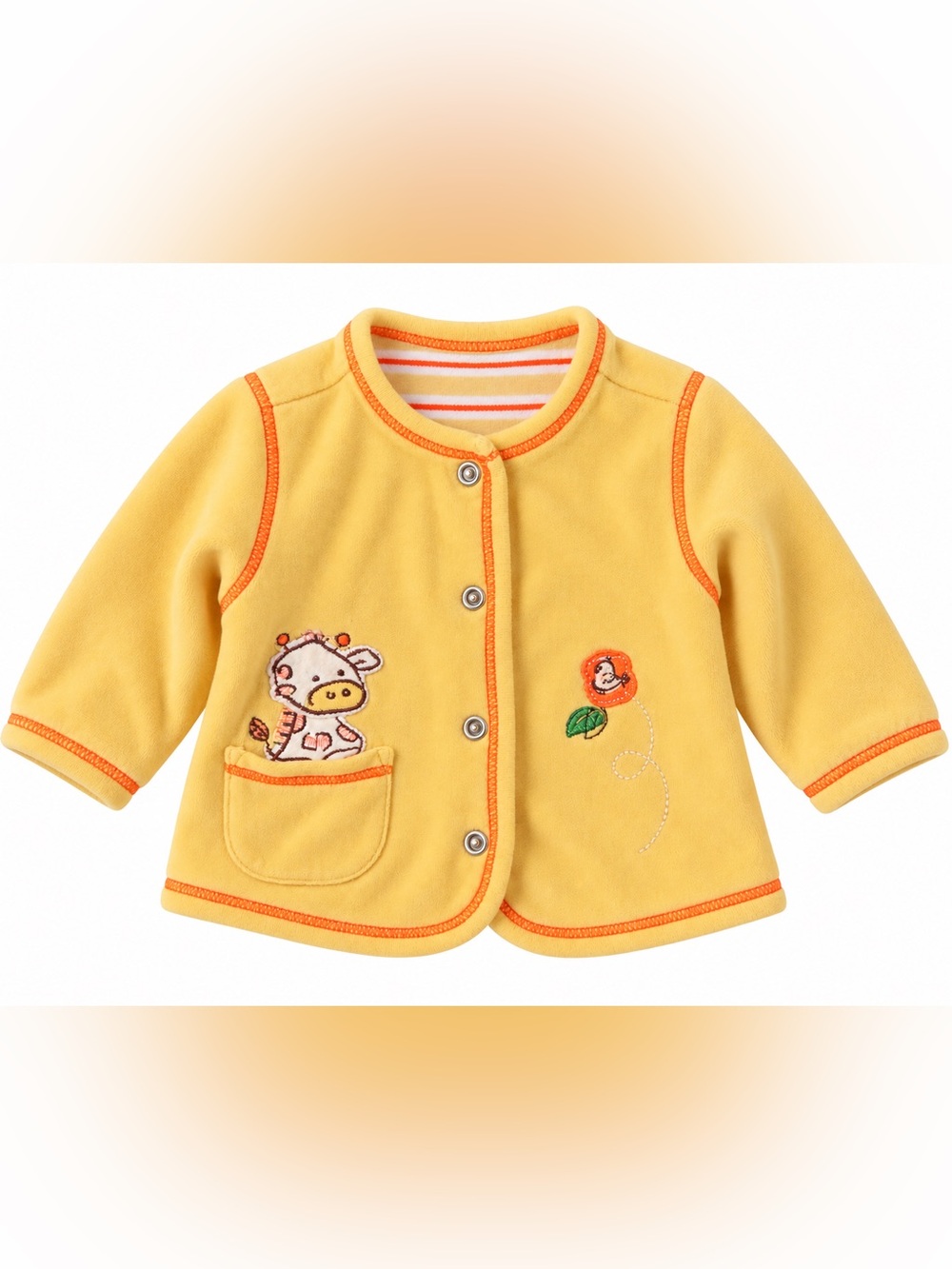 Vintage Carter’s 12M Yellow Cotton Baby Jacket Cow Appliqué
